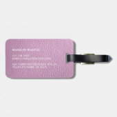 Einfaches, helles Bubblegum, rosa Lederaussehen Gepäckanhänger (Rückseite horizontal)