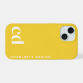 Einfaches Helles Gelbes Monogramm iPhone 15 Hülle (Rückseite (Horizontal))