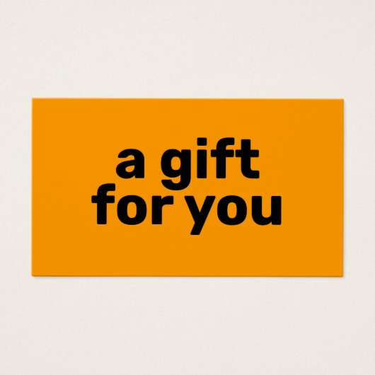 Einfaches, helles Orange fett Modernes Geschenkgut (Vorderseite)