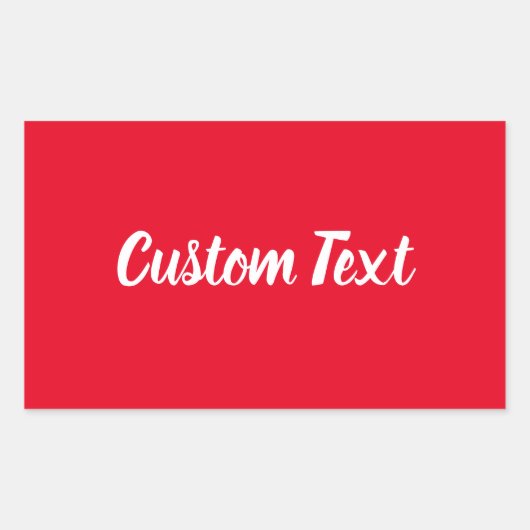 Einfaches, helles Rot mit weißem Skriptvorlage Rechteckiger Aufkleber (Vorderseite)
