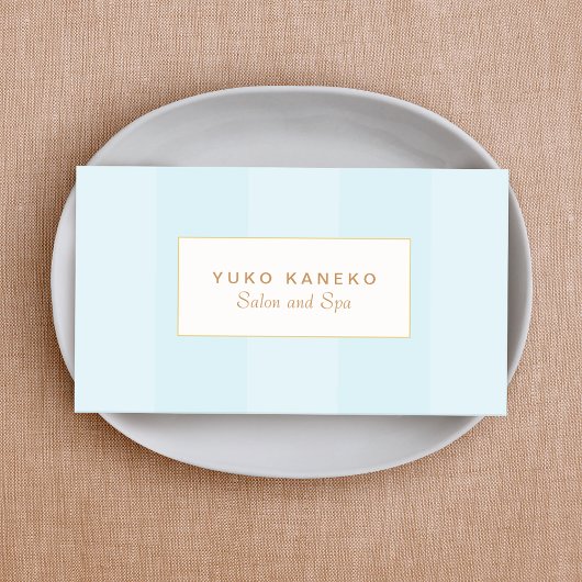 Einfaches helles türkisfarbenes Blau gestreift Ele Visitenkarte