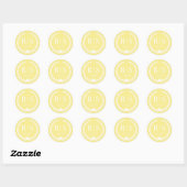 Einfaches hellgoldgelbes Monogramm Runder Aufkleber (Blatt)