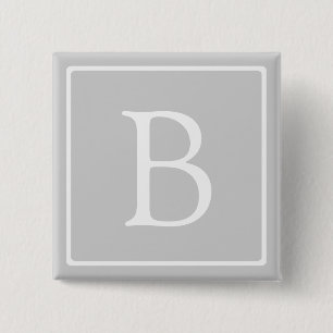 Einfaches hellgraues Monogramm Button