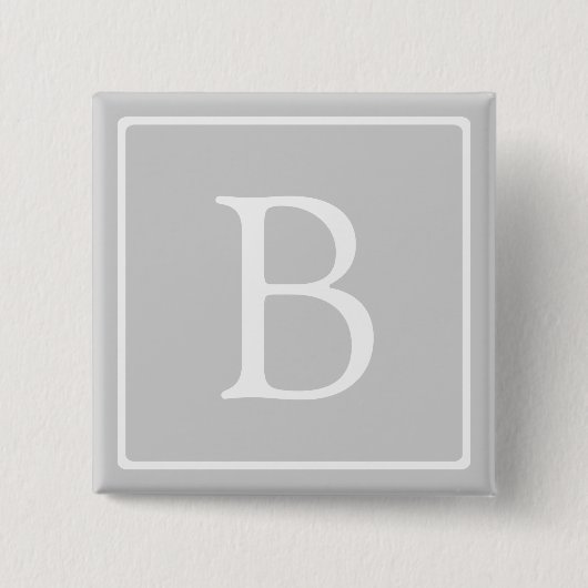 Einfaches hellgraues Monogramm Button (Vorderseite)