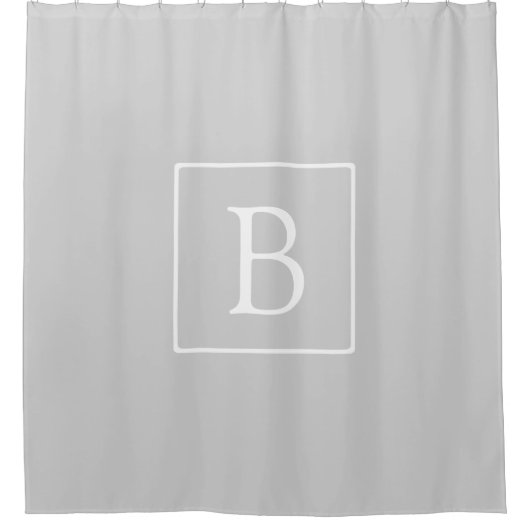 Einfaches hellgraues Monogramm Duschvorhang (Vorderseite)
