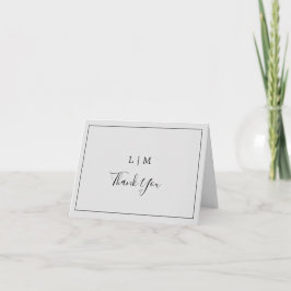 Einfaches Hellgraues Monogramm Elegante Hochzeit Dankeskarte
