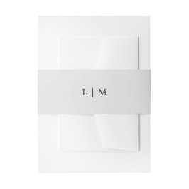 Einfaches hellgraues Monogramm Elegante Hochzeit Einladungsbanderole