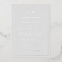 Einfaches Hellgraues Monogramm Elegante Hochzeit