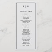 Einfaches Hellgraues Monogramm Elegante Hochzeit Programm (Rückseite)
