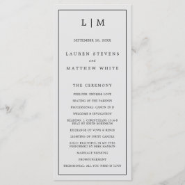 Einfaches Hellgraues Monogramm Elegante Hochzeit Programm