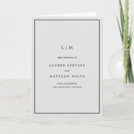 Einfaches hellgraues Monogramm Elegante Hochzeit Programm