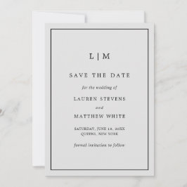 Einfaches Hellgraues Monogramm Elegante Hochzeit Save The Date
