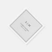 Einfaches hellgraues Monogramm Elegante Hochzeit Serviette (Ecke)