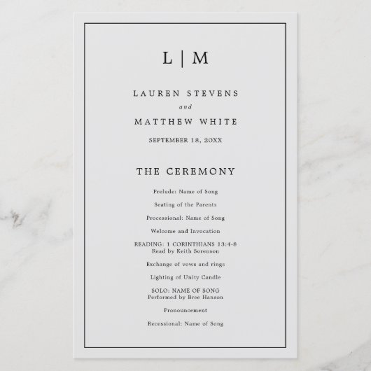 Einfaches hellgraues Monogramm Elegantes Hochzeits (Vorderseite)