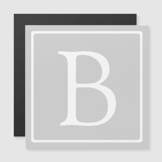 Einfaches hellgraues Monogramm Magneteinladung (Vorne/Hinten)