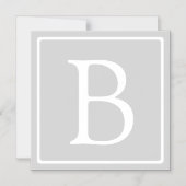 Einfaches hellgraues Monogramm Magneteinladung (Vorderseite)