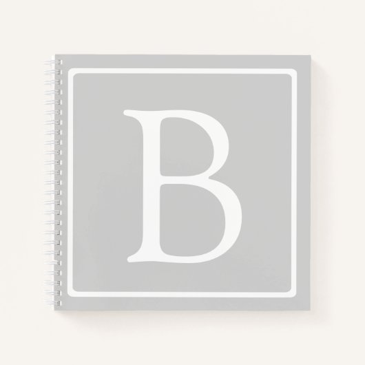 Einfaches hellgraues Monogramm Notizblock (Vorderseite)