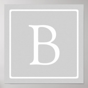 Einfaches hellgraues Monogramm Poster