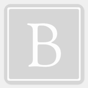 Einfaches hellgraues Monogramm Quadratischer Aufkleber