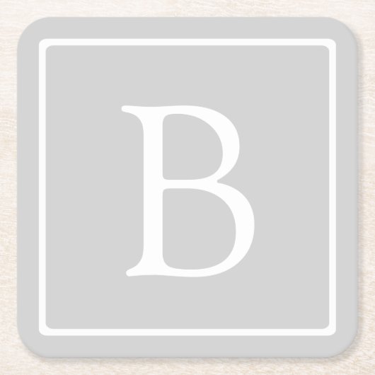 Einfaches hellgraues Monogramm Rechteckiger Pappuntersetzer (Vorderseite)