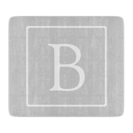Einfaches hellgraues Monogramm Schneidebrett (Vorderseite)