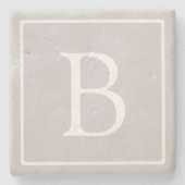 Einfaches hellgraues Monogramm Steinuntersetzer (Vorderseite)