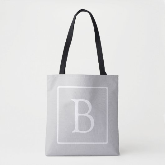 Einfaches hellgraues Monogramm Tasche (Vorderseite)