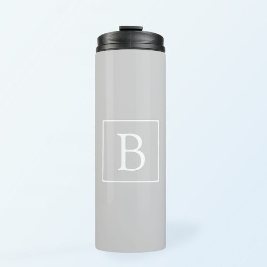 Einfaches hellgraues Monogramm Thermosbecher