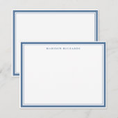 Einfaches Hellnavyblau 3-Rahmen Personalized Mitteilungskarte (Vorne/Hinten)