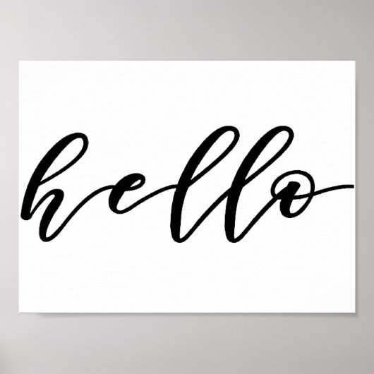 Einfaches Hello Design in schönem Typografie-Skrip Poster (Vorne)
