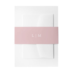 Einfaches hellrosa Monogramm Elegante Hochzeit Einladungsbanderole