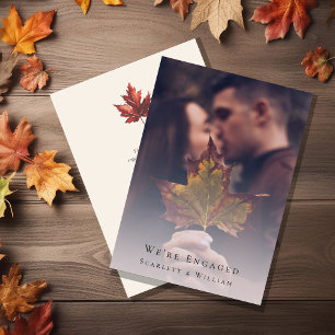 Einfaches Herbstblatt Creme Elegantes Foto Wir sin Einladung