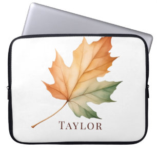 Einfaches Herbstlaub-Ahornblatt mit Namen Laptopschutzhülle