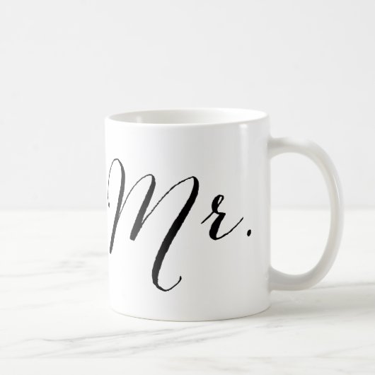 Einfaches Herr Script Stylisches modernes Hochzeit Kaffeetasse (Rechts)