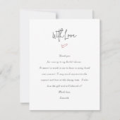 Einfaches Herz-Brautparty Dankeschön Message Card Dankeskarte (Vorderseite)