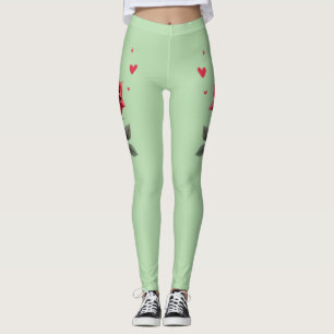 Einfaches Herz der Rote Rose - Der elegante Valent Leggings