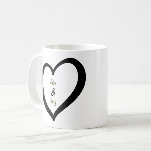 Einfaches Herz der Valentine Monogram Kaffeetasse (Vorderseite Links)
