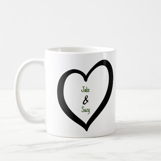 Einfaches Herz der Valentine Monogram Kaffeetasse (Links)