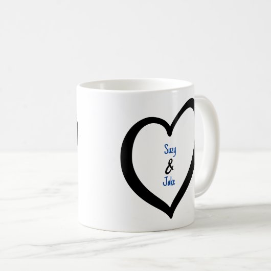 Einfaches Herz der Valentine Monogram Kaffeetasse (VorderseiteRechts)