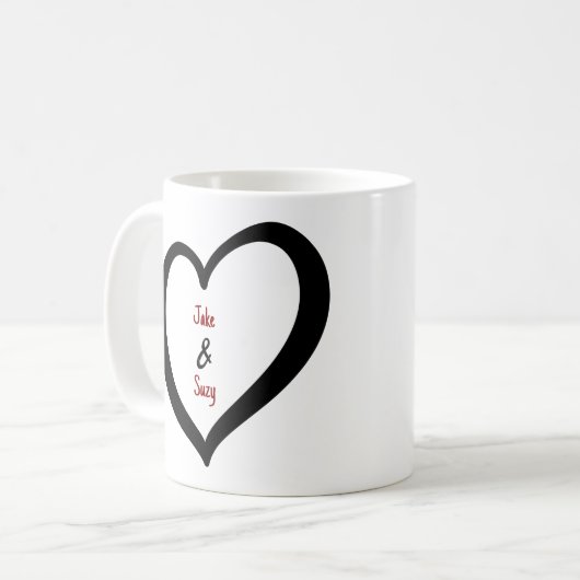 Einfaches Herz der Valentine Monogram Kaffeetasse (Vorderseite Links)