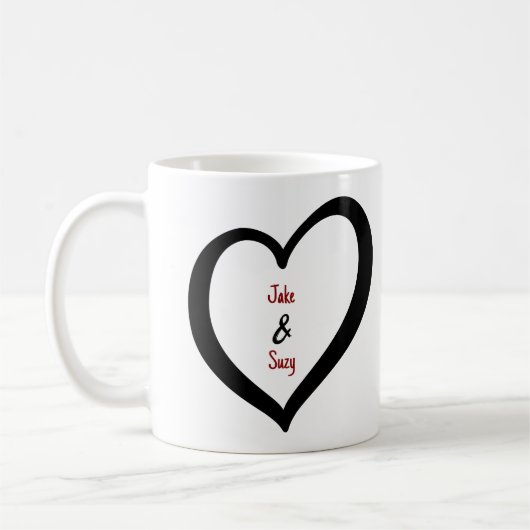 Einfaches Herz der Valentine Monogram Kaffeetasse (Links)