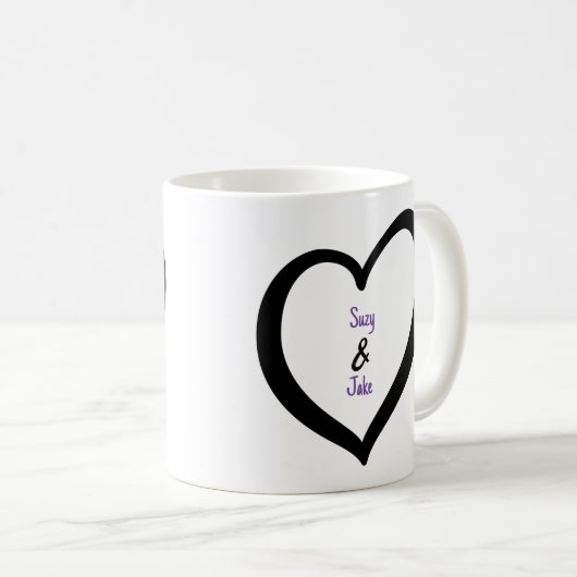Einfaches Herz der Valentine Monogram Kaffeetasse (VorderseiteRechts)