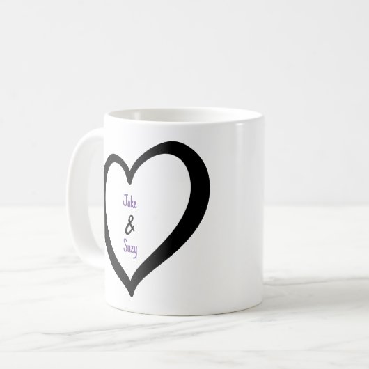 Einfaches Herz der Valentine Monogram Kaffeetasse (Vorderseite Links)