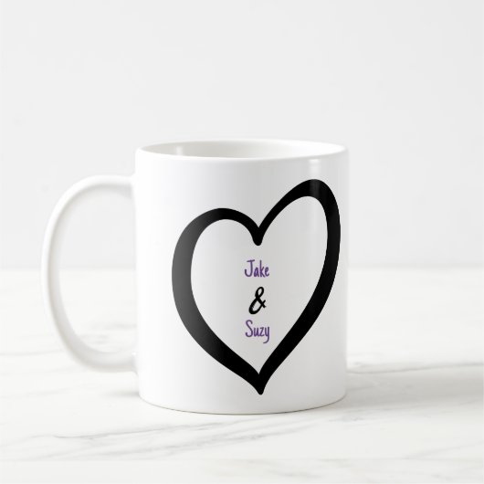 Einfaches Herz der Valentine Monogram Kaffeetasse (Links)
