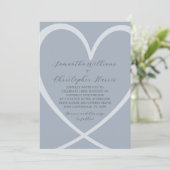 Einfaches Herz Dusty Blue Hochzeit Einladung (Stehend Vorderseite)