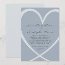 Einfaches Herz Dusty Blue Hochzeit Einladung