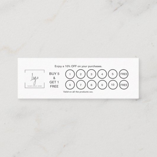 Einfaches Herz Elegant Schwarz & Weiß Treuekarte (Rückseite)