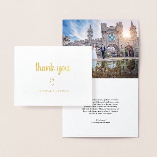 Einfaches Herz-Foto Moderne Elegante Hochzeit Folienkarte (Anzeige)