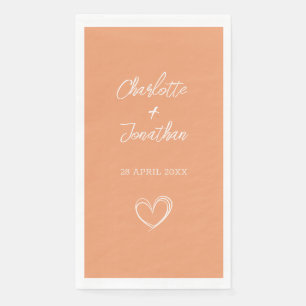 Einfaches Herz für Apricot Hochzeitspapier Serviette