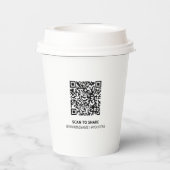 Einfaches Herz Geschäft Logo QR-Code Benutzerdefin Pappbecher (Rückseite)